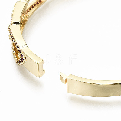 Brass Micro Pave Cubic Zirconia Bangles BJEW-S142-014-NF-1