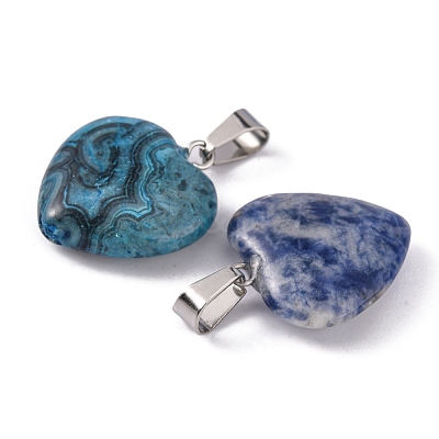 Heart Natural & Synthetic Mixed Stone Pendants G-Q438-M-1