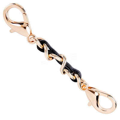 1Pc Black PU Leather Alloy Crub Chain Purse Strap Extenders for Purse Making PURS-CL0001-10B-1