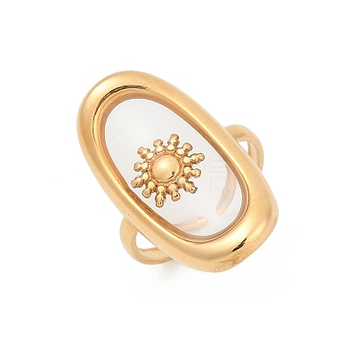 304 Stainless Steel Resin Cuff Rings for Women RJEW-D305-02G-1