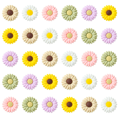 20Pcs Daisy Food Grade Eco-Friendly Silicone Focal Beads SIL-CJ0001-07-1