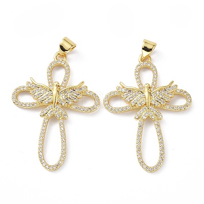 5Pcs Brass Micro Pave Cubic Zirconia Pendant ZIRC-SZ0004-28-1