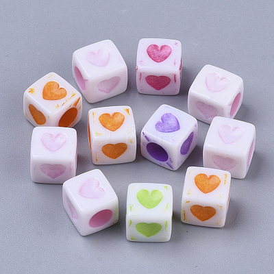 Spray Painted Acrylic Beads ACRP-T008-01-1