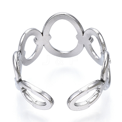 Non-Tarnish 304 Stainless Steel Oval Open Cuff Ring LS-RJEW-N040-08-1