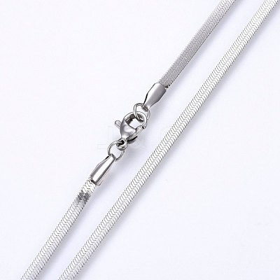 Tarnish Resistant 304 Stainless Steel Herringbone Chain Necklaces NJEW-P226-09P-1