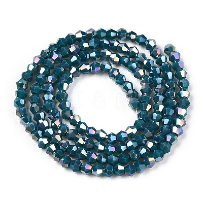 Opaque Solid Color Electroplate Glass Beads Strands EGLA-A039-P2mm-B18-1