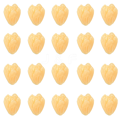 20Pcs Opaque Resin Flower Rose Beads RESI-YW0004-99F-1