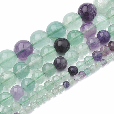 Natural Fluorite Beads Strands G-S333-8mm-006-1