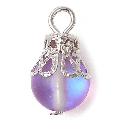 Synthetic Moonstone Round Pendants PALLOY-JF03133-02-1