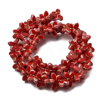 Picasso Baking Paint & Golden Metal Enlaced Glass Beads Strands GL-CBA98F0-02C-1