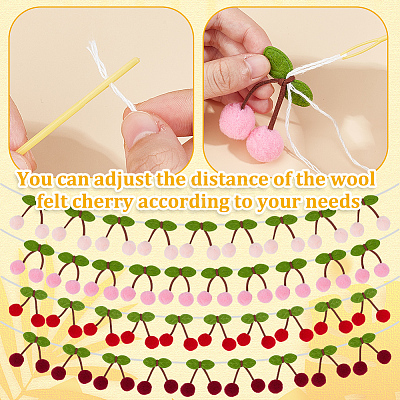4 Sets 4 Colors Wool Felt Ball Cherry Garland AJEW-OC0005-64-1