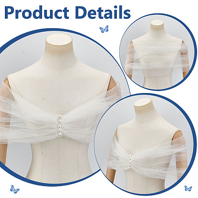 Polyester One-shoulder Shawl for Bride AJEW-WH0596-370-1