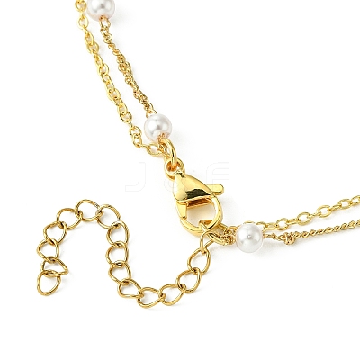 Brass and ABS Imitation Pearl Layered Necklace for Women NJEW-JN04911-02-1