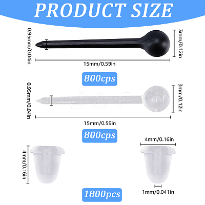 Eco-Friendly Plastic Stud Earring Findings KY-SC0002-23-1
