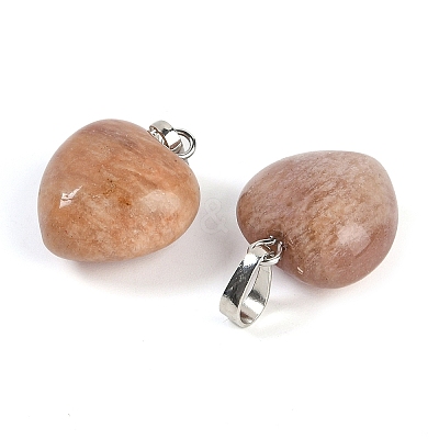 Natural Peach Moonstone Pendants G-J386-H13-P-1