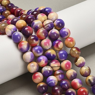 Dyed Natural Agate Beads Strands G-G203-09F-10mm-1