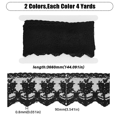 8 Yards 2 Colors Cotton Lace Trims SRIB-HY0001-06-1