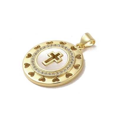 Brass Micro Pave Clear Cubic Zirconia Pendants KK-I708-04B-G-1