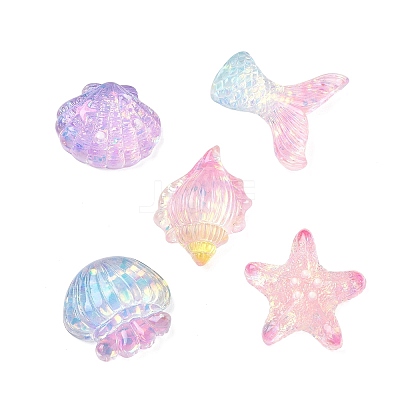 Gradient Color Marine Organism Theme Transparent Resin & Sequin Cabochons RE-CBA1A08-01-1