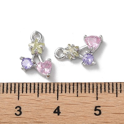 Brass Micro Pave Cubic Zirconia Charms X-KK-F872-21P-1