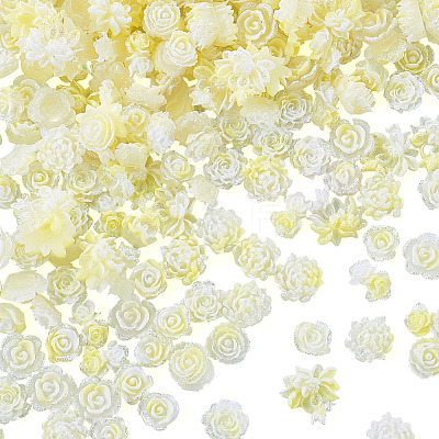 200Pcs Flower & Butterfly Resin Cabochons CRES-TA0001-89D-1