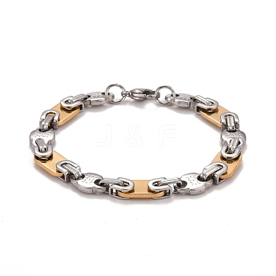 PVD Vacuum Plating 201 Stainless Steel Oval Link Chain Bracelets STAS-E160-07GP-1