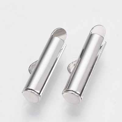 Brass Slide On End Clasp Tubes KK-Q747-11E-P-1