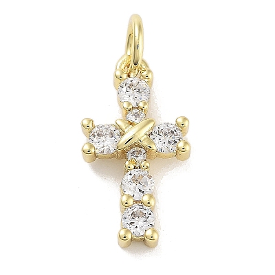 Rack Plating Brass Clear Cubic Zirconia Pendants KK-M293-13G-1