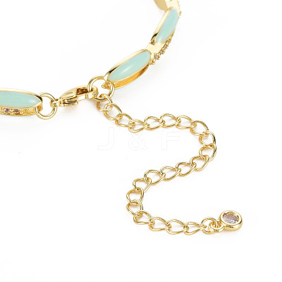 Brass Micro Pave Cubic Zirconia Link Chain Bracelet for Women BJEW-T020-05G-05-1