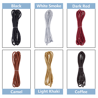 6Pcs 6 Colors Braided Imitation Leather Cords OCOR-DC0001-10B-1