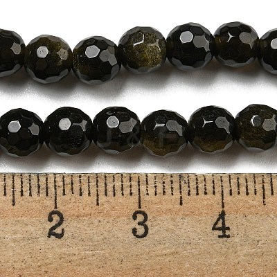 Natural Golden Sheen Obsidian Beads Strands G-E571-A01-01-1