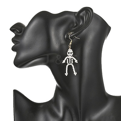 Halloween Glass Seed Bead Dangle Earrings EJEW-MZ00769-01-1