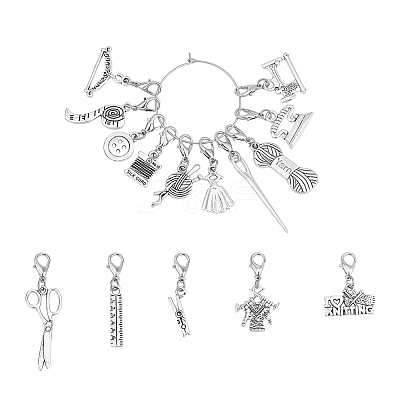 Sewing Theme Alloy Locking Stitch Markers HJEW-UN00020-1