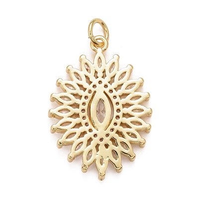 Rack Plating Brass Clear Cubic Zirconia Pendants KK-M229-34G-1