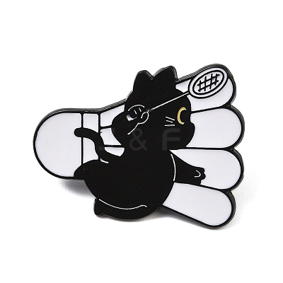 Cat with Badminton Sport Enamel Pins JEWB-I052-05EB-02-1