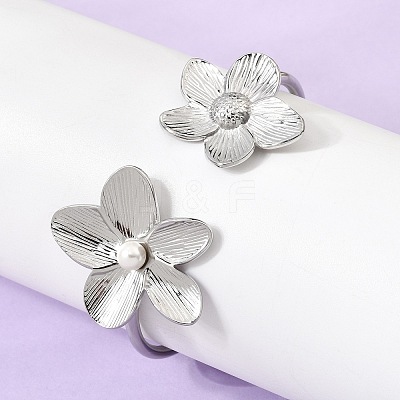 304 Stainless Steel & Plastic Imitation Pearl Cuff Bangles BJEW-Z170-02P-1
