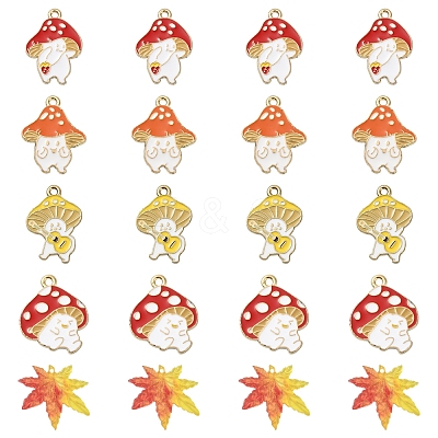 20Pcs 5 Style Autumn Theme Alloy Enamel Pendants ENAM-FS0001-54-1