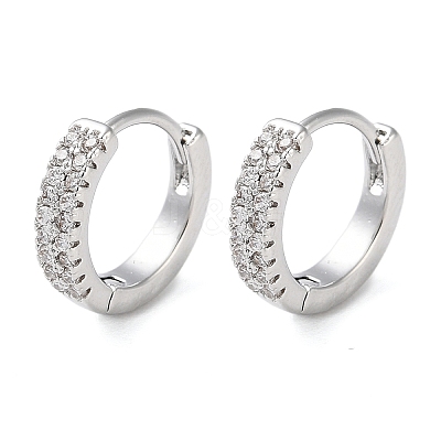 Brass Micro Pave Clear Cubic Zirconia Hoop Earrings EJEW-S234-01P-1