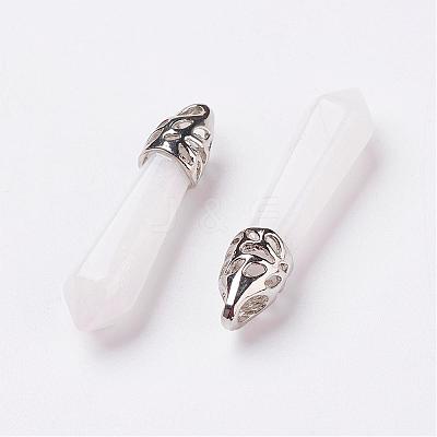 Natural White Jade Pointed Pendants G-P309-13-1