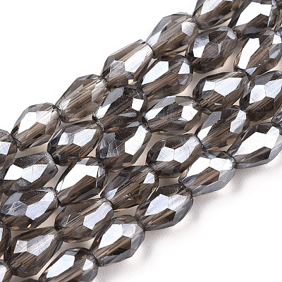 Electroplate Glass Beads Strands X-EGLA-R008-6x4mm-11-1