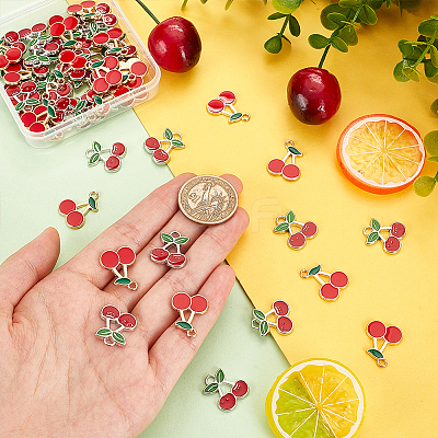 60Pcs 2 Styles Alloy Enamel Pendants ENAM-HY0001-28-1