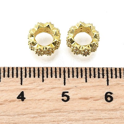 Wave Rondelle Brass Micro Pave Cubic Zirconia European Beads KK-K300-07A-G-1