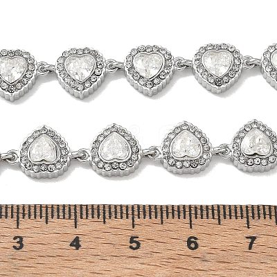 304 Stainless Steel Full Crystal Rhinestone Heart Link Chain Necklaces for Women SA-CBABBEA-01-1