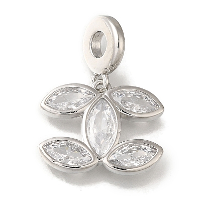 Leaf Rack Plating Brass Micro Pave Clear Cubic Zirconia Pendant KK-H485-08P-1