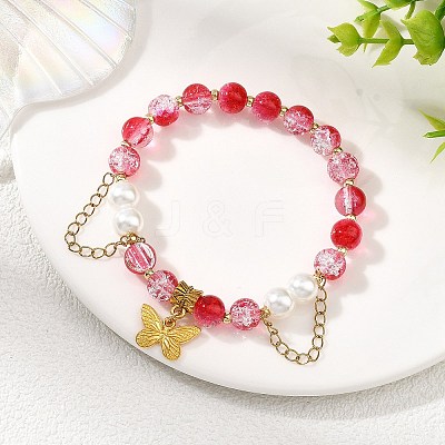 Alloy Butterfly Charm Bracelets BJEW-JB14139-01-1