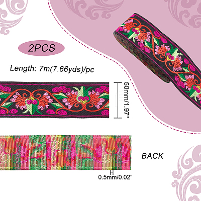 Ethnic Style Polyester Ribbons OCOR-WH0079-65A-1