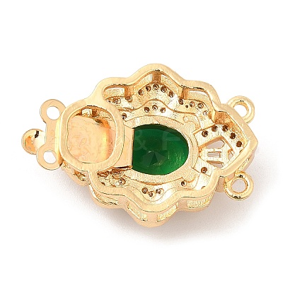 Brass Micro Pave Clear Cubic Zirconia Box Clasps KK-E052-01F-G04-1