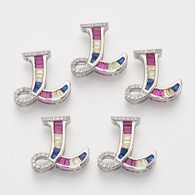 Brass Cubic Zirconia Slide Charms ZIRC-S063-01L-P-1