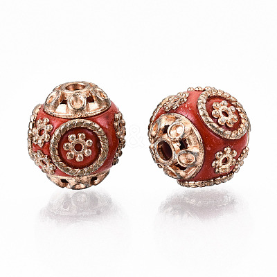 Round Handmade Indonesia Beads IPDL-R394-M-G-1