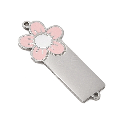304 Stainless Steel Pink Enamel Connector Charms STAS-P377-14P-B-1